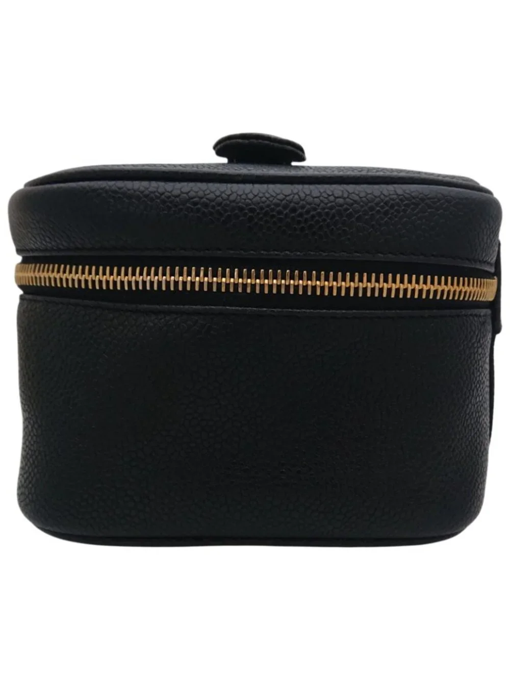 Chanel Vanity Bag Caviar Leather CC Logo Black Gold